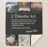 Aangepaste unieke kerstcadeaus voor pastors grijs sherpa deken (Voorkant)