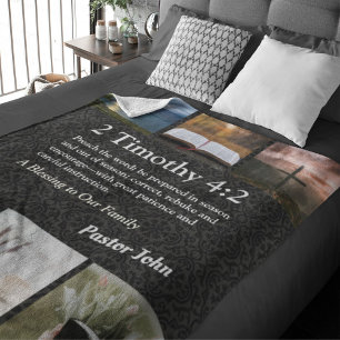 Aangepaste unieke kerstcadeaus voor pastors grijs sherpa deken