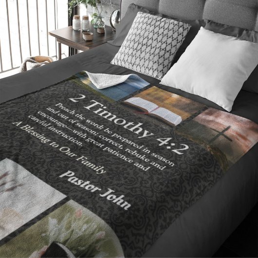 Aangepaste unieke kerstcadeaus voor pastors grijs sherpa deken