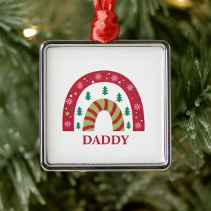 Aangepaste unieke kerstkerstboho regenboog metalen ornament