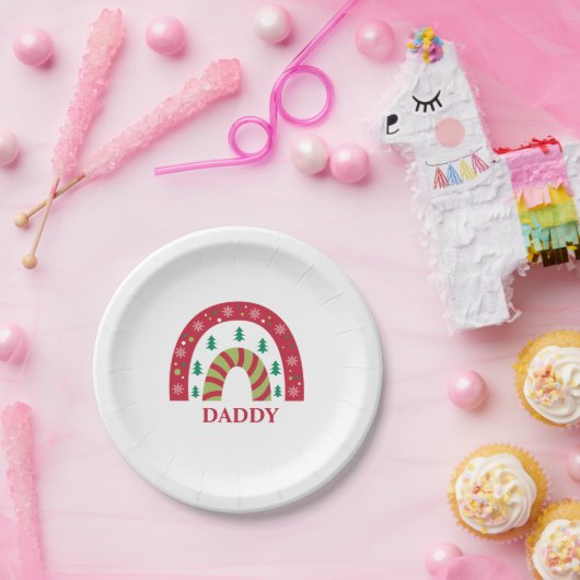 Aangepaste unieke kerstkerstboho regenboog papieren bordje (Feest)
