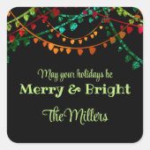 Aangepaste unieke kleurrijke vrolijke kerstverlich vierkante sticker (Voorkant)
