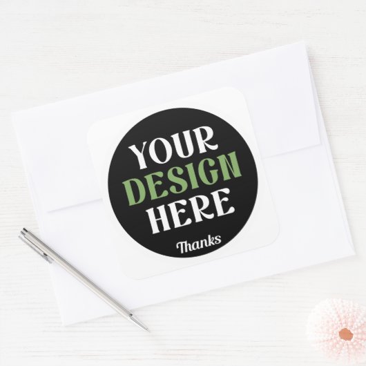 Aangepaste, unieke, slanke & minimalistische Hersh Vierkante Sticker (Envelop)