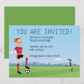 Aangepaste unieke uitnodiging voor 'Girl Soccer Pl (Voorkant / Achterkant)