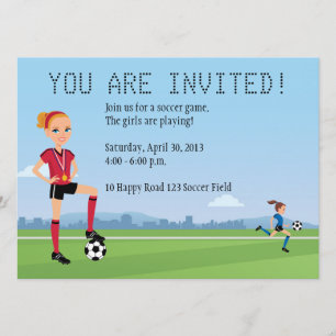 Aangepaste unieke uitnodiging voor 'Girl Soccer Pl