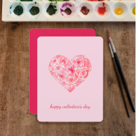 Aangepaste Unieke Waterverf Roos Hart Valentijnsda Feestdagenkaart