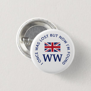 Aangepaste Union Jack MONOGRAM Ronde Button 3,2 Cm