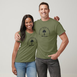 Aangepaste unisex familie reünie fatigue groen bas t-shirt