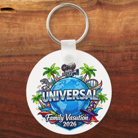 Aangepaste Universal Florida Familie Vakantie 2026 Sleutelhanger (Voorkant)