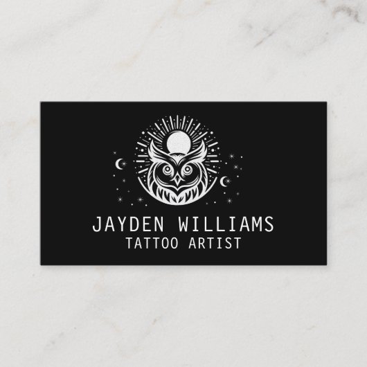 Aangepaste upload Afbeelding Zwart & Wit Tattoo Ar Visitekaartje (Voorkant)