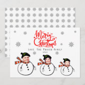 Aangepaste Upload Foto Sneeuwmannen Gezichten Kers Notitiekaartje (Voorkant / Achterkant)