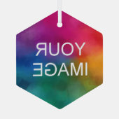Aangepaste Upload uw Afbeelding Foto of Logo Hexag Glas Ornament (Achterkant)