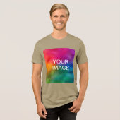 Aangepaste Upload uw eigen foto Mannen Olijfgroen Tri-Blend Shirt (Voorkant volledig)