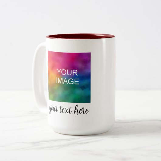 Aangepaste Upload uw foto Business Logo Eigen teks Tweekleurige Koffiemok (Voorkant links)