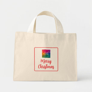 Aangepaste Upload uw foto of Logo Vrolijk Kerstfee Mini Tote Bag