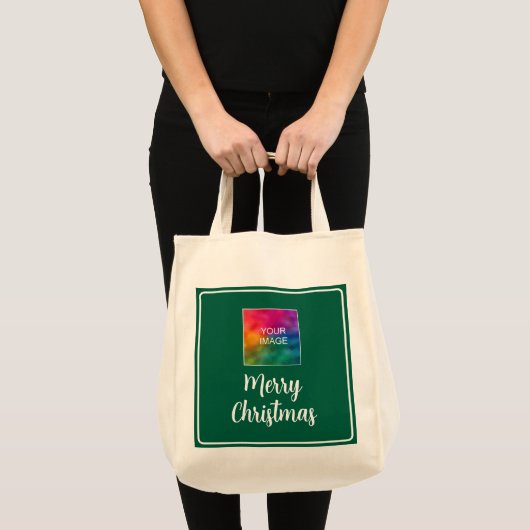 Aangepaste Upload uw foto of Logo Vrolijk Kerstfee Tote Bag (Voorkant (product))