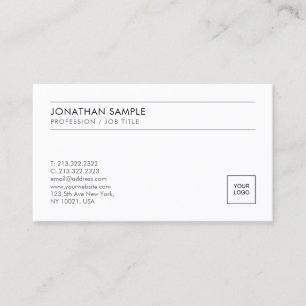Aangepaste upload uw Logo Elegant Modern Minimalis Visitekaartje