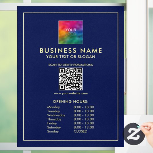 Aangepaste Upload uw Logo QR-code Openingstijden Raamsticker (Huis)