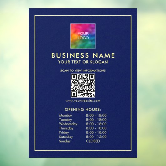 Aangepaste Upload Uw Logo QR-code Openingsuren  Raamsticker (Vel 3)