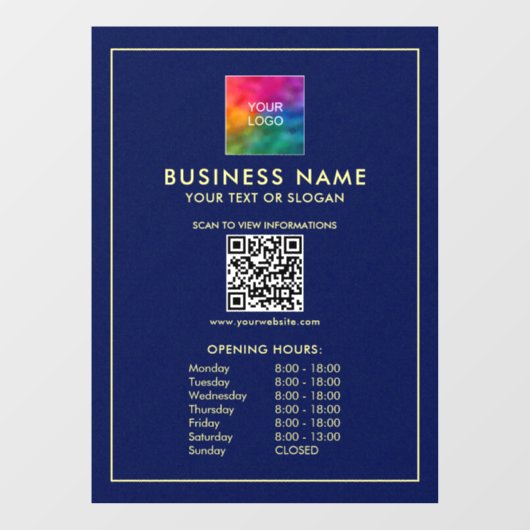 Aangepaste Upload Uw Logo QR-code Openingsuren  Raamsticker (Vel)