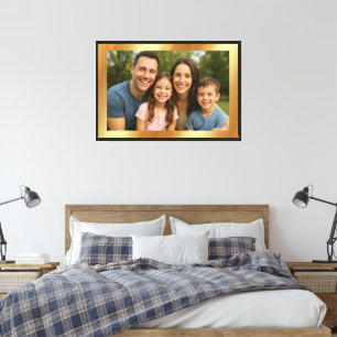 Aangepaste Upload van Uw Foto Afbeelding op Gouden Canvas Afdruk