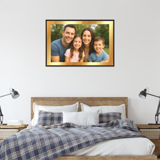 Aangepaste Upload van Uw Foto Afbeelding op Gouden Canvas Afdruk (Insitu (Slaapkamer))
