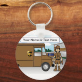 Aangepaste UPS-driver - Vrouw Cartoon Sleutelhanger (Voorkant)