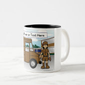 Aangepaste UPS-driver - Vrouw Cartoon Tweekleurige Koffiemok (Voorkant rechts)