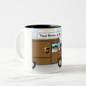 Aangepaste UPS-driver - Vrouw Cartoon Tweekleurige Koffiemok (Voorkant links)