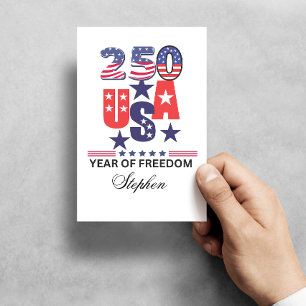 Aangepaste usa 250e verjaardag patriottische 4e ju briefkaart