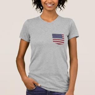 Aangepaste USA Flag Pocket T-shirt, Patriottische  T-shirt