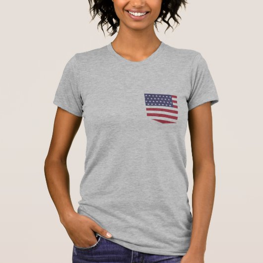 Aangepaste USA Flag Pocket T-shirt, Patriottische T-shirt (Voorkant)