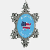 Aangepaste USA Kaart Vlag Memorial Day Rood Wit Bl Tin Sneeuwvlok Ornament (Links)