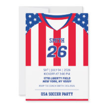 Aangepaste USA Voetbalshirt Verjaardagsuitnodiging