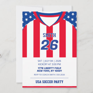 Aangepaste USA Voetbalshirt Verjaardagsuitnodiging Kaart