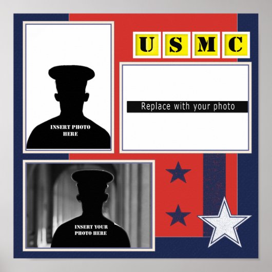 Aangepaste USMC Stars Photo Collage Poster (Voorkant)