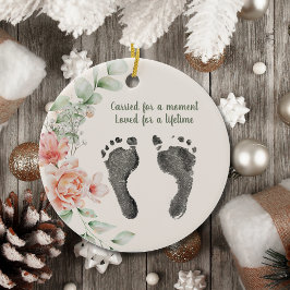 Aangepaste uw baby's Foot Prints Floral Tribute Keramisch Ornament