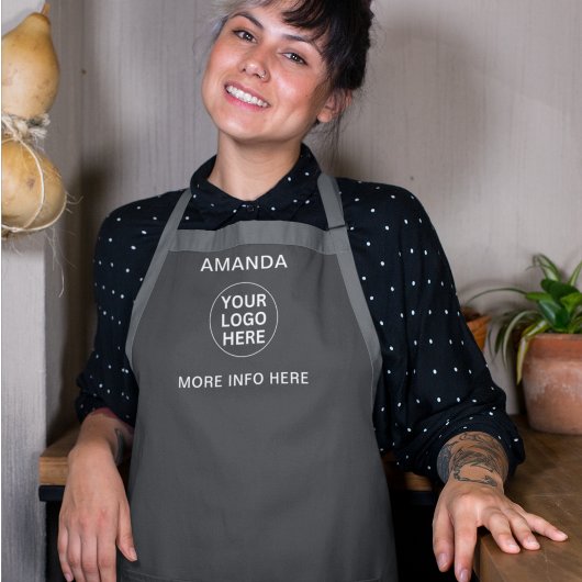 Aangepaste uw bedrijf Logo Clean Grey Professional Schort