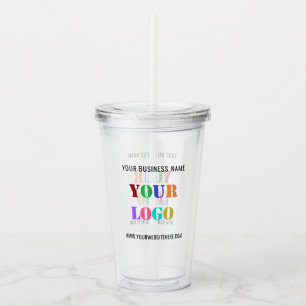Aangepaste uw bedrijf Logo en tekst Acryl Tumbler Drinkbeker