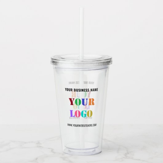 Aangepaste uw bedrijf Logo en tekst Acryl Tumbler Drinkbeker (Voorkant)