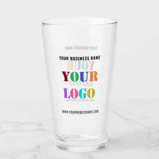 Aangepaste uw bedrijf Logo en tekst business glass Glas (Voorkant)