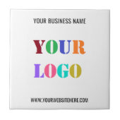 Aangepaste uw bedrijf Logo en tekst keramische Teg Tegeltje (Voorkant)