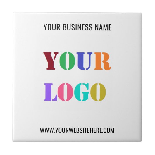 Aangepaste uw bedrijf Logo en tekst keramische Teg Tegeltje (Voorkant)