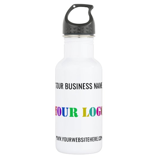 Aangepaste uw bedrijf Logo en tekst waterfles (Voorkant)