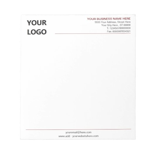 Aangepaste uw bedrijf Logo en tekst zakelijke Noti Notitieblok (Voorkant)