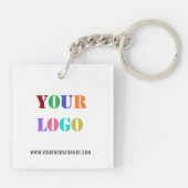 Aangepaste uw bedrijf Logo Text Business Sleutelha Sleutelhanger (Achterkant)