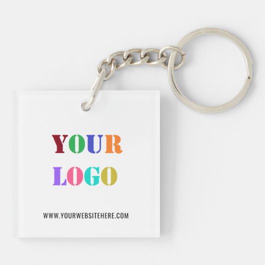 Aangepaste uw bedrijf Logo Text Business Sleutelha Sleutelhanger (Achterkant)