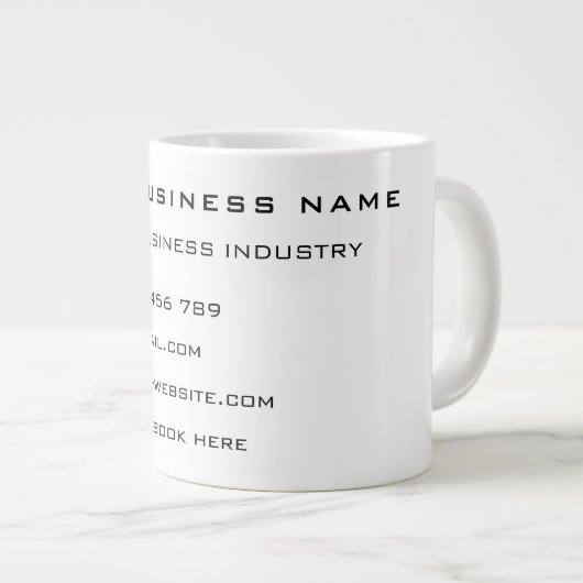 Aangepaste Uw Bedrijfsnaam Info Business Coffee Mo Grote Koffiekop (Voorkant rechts)