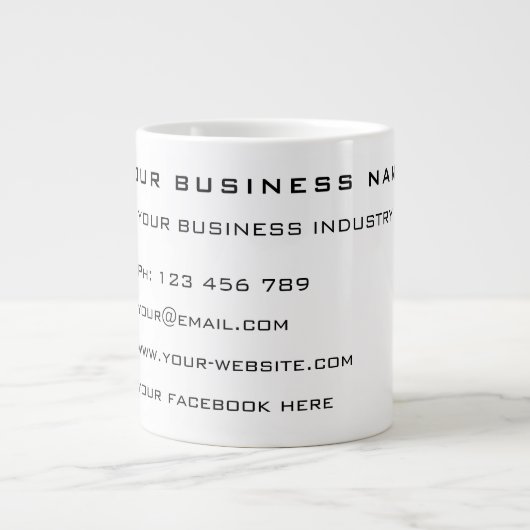 Aangepaste Uw Bedrijfsnaam Info Business Coffee Mo Grote Koffiekop (Voorkant)