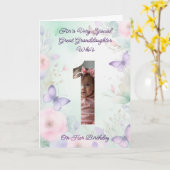 Aangepaste Uw Eigen Foto 1-Jaar Meisje Verjaardag  Kaart (Gele Bloem)